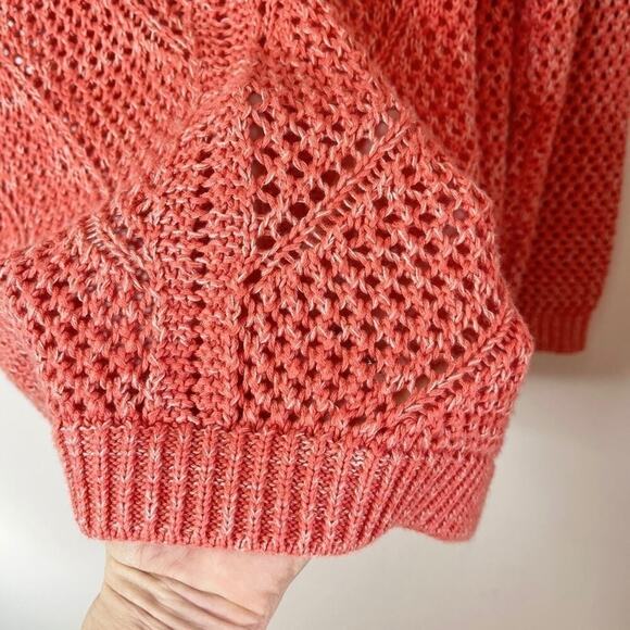 John Paul Richard Women Sweater Size L Open Knit Pink Tunic Long Sleeve Pullover - Picture 4 of 8